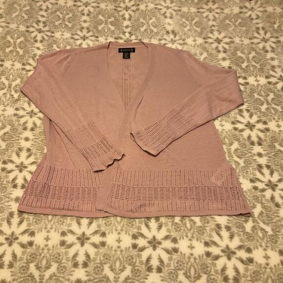 Nanette Nanette Lepore Open Crochet hem Sweater, Medium, in Blush. Softgirl, fai - Picture 2 of 9